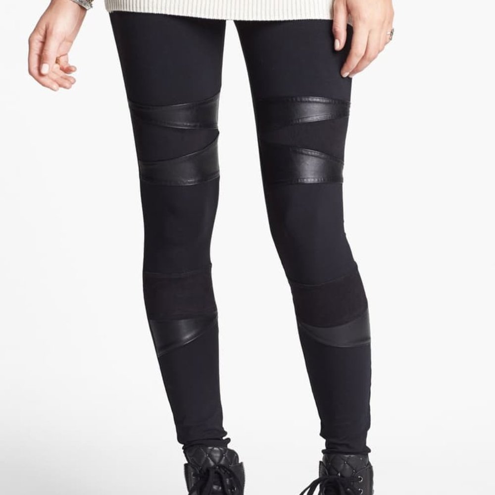 Rubbish Faux Leather Inset Leggings